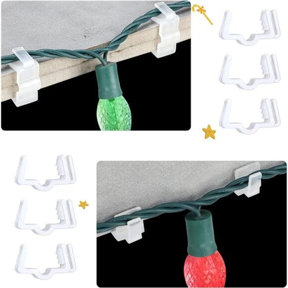 50 Pieces Christmas Holiday Light Hanger Hooks 1" Fascia Boards Clip - Picture 1 of 7